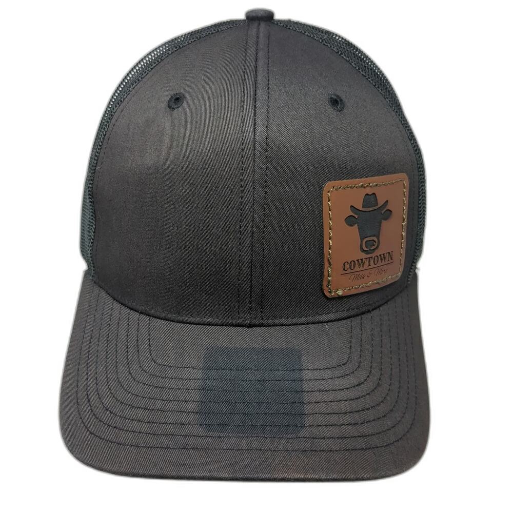 Richardson Trucker Hat Black L Snapback Cowtown Milk & More Leather Patch